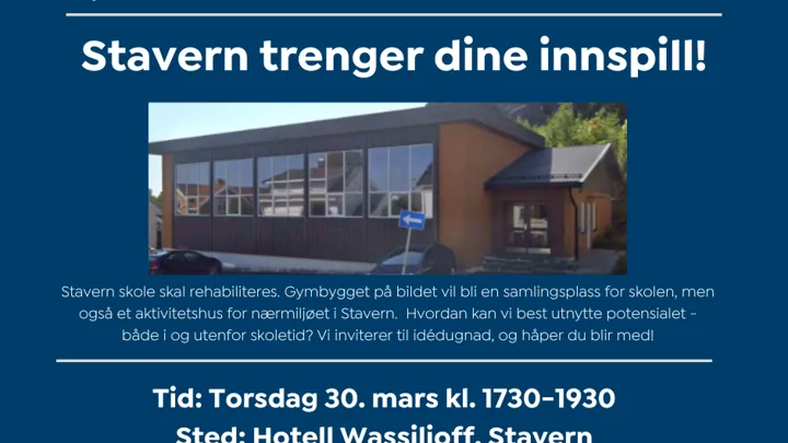 Flyer med invitasjon til idèmyldring 30.mars kl. 17.30 til 19.30 på Hotell Wassilioff